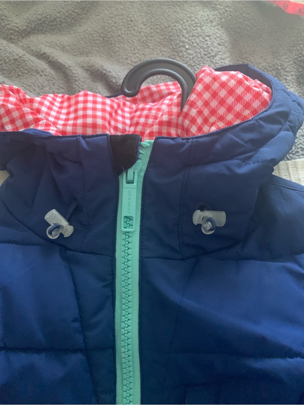 2117 of Sweden Snow Parka/Jacket Hood Blue w/Red Gingham Winter Women Size M/L - Picture 12 of 16
